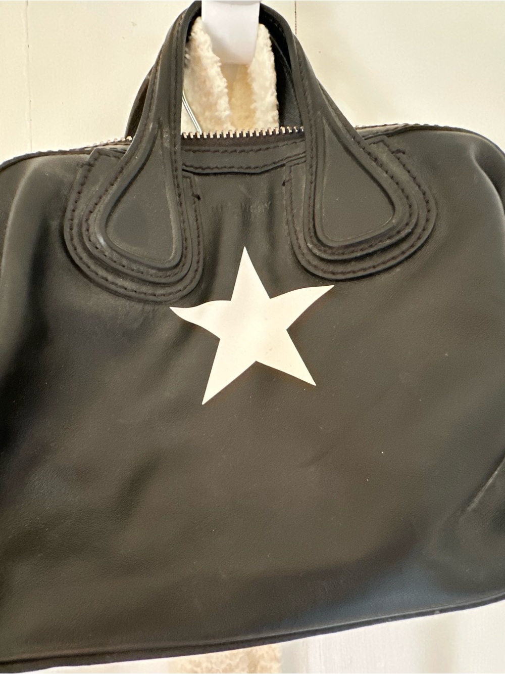 Givenchy Black Leather Satchel with White Star Accent